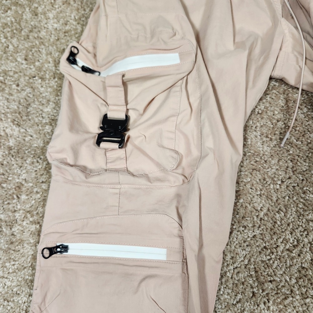 8&9 MFG Combat Nylon Joggers Rose Cargo Pants Zip Pockets Flawed - Picture 5 of 11